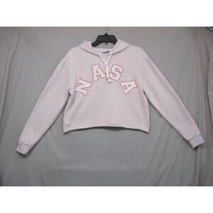 Mighty Fine NASA Cropped Hoodie Women Pink Size Medium